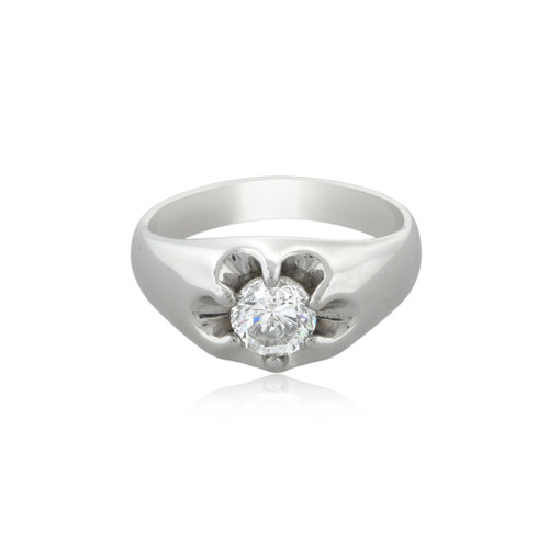 18K White Gold Men's Solitaire Diamond Ring 11006068 | Shin Brothers**