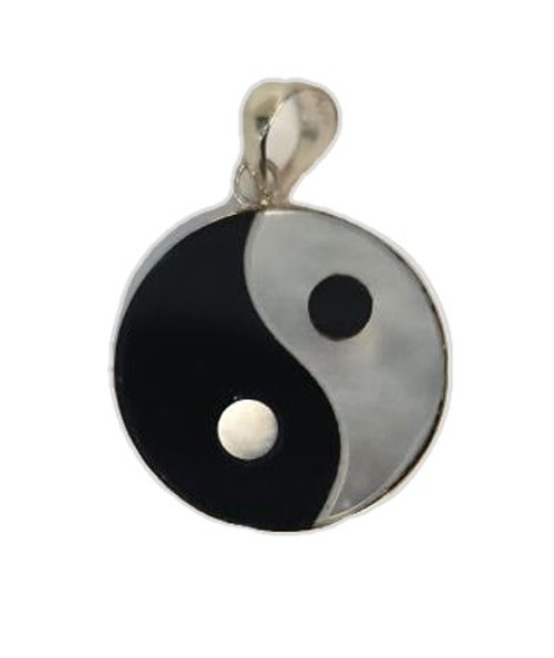 14K Yellow Gold Onyx and Mother of Pearl Yin Yang Pendant 52002432 | Shin Brothers**