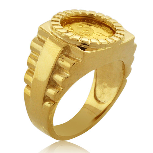 24K/14K Yellow Gold Panda Coin Men's Ring 10017529 | Shin Brothers*
