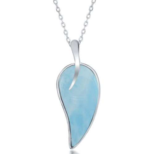 Sterling Silver Larimar Leaf Pendant Necklace 83011207 | Shin Brothers*
