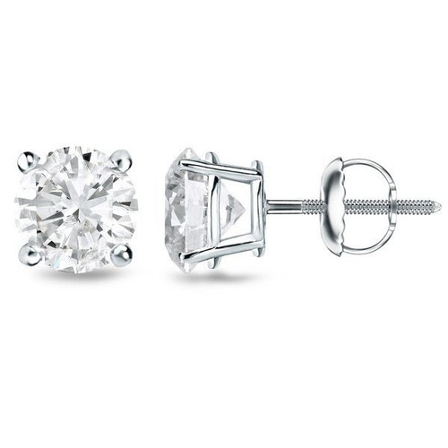 14K White Gold 0.49ct Diamond Stud Screw Back Earrings 41002372| Shin Brothers*