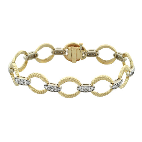 14K Two Tone Gold 1.20ctw Diamond Open Link Bracelet 21000803 | Shin Brothers*