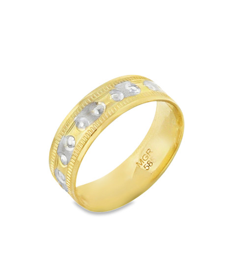 14K Two Tone Gold Diamond-Cut Wedding Band 10017599 | Shin Brothers*