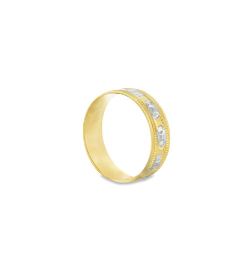 14K Two Tone Gold Diamond-Cut Wedding Band 10017599 | Shin Brothers**