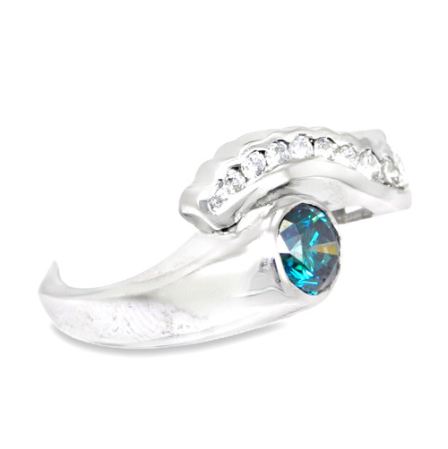 14K White Gold Blue & White Diamond Design Ring 11000213 | Shin Brothers*
