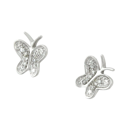 14K White Gold Diamond Butterfly Stud Earrings 41002472 | Shin Brothers* 14K White Gold Diamond Butterfly Stud Earrings 41002472 | Shin Brothers*