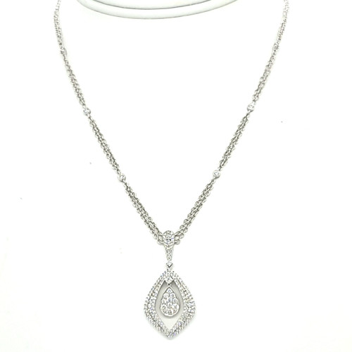 14K White Gold 1.41 ctw Diamond Drop Necklace 31000728 | Shin Brothers*