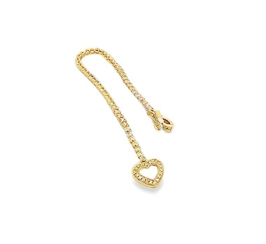 14K White Gold 1.00 ctw Diamond Heart Clasp Bracelet 21000815 | Shin Brothers*