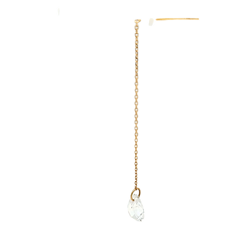 Single 14K Yellow Gold CZ Dangle Drop Earring 41110033 | Shin Brothers* Single 14K Yellow Gold CZ Dangle Drop Earring 41110033 | Shin Brothers*
