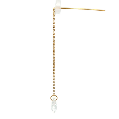 Single 14K Yellow Gold CZ Dangle Drop Earring 41110033 | Shin Brothers* Single 14K Yellow Gold CZ Dangle Drop Earring 41110033 | Shin Brothers*