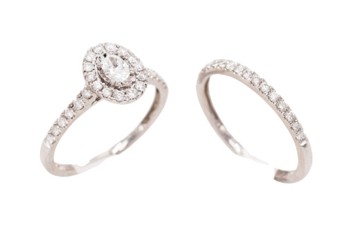 14K White Gold Oval Diamond Bridal Ring Set 11006671 | Shin Brothers*