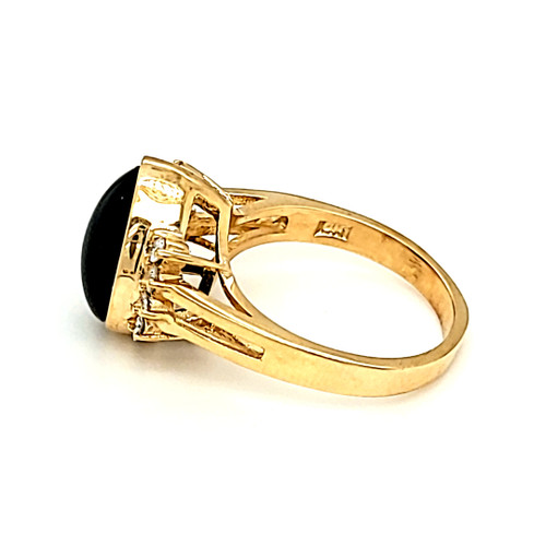 14K Yellow Gold Onyx and Diamond Ring 12002935 | Shin Brothers* 14K Yellow Gold Onyx and Diamond Ring 12002935 | Shin Brothers*