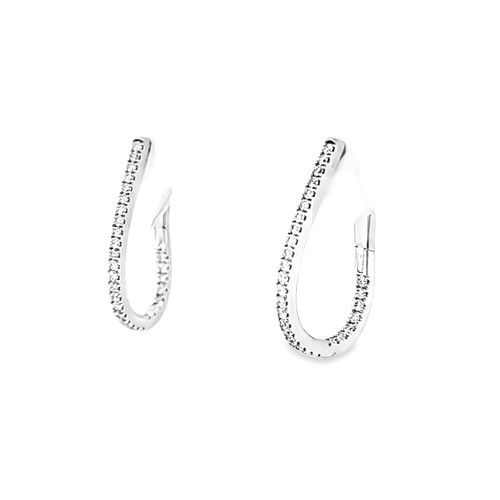 14K White Gold Diamond Horseshoe Hoop Earrings 41002494 | Shin Brothers*