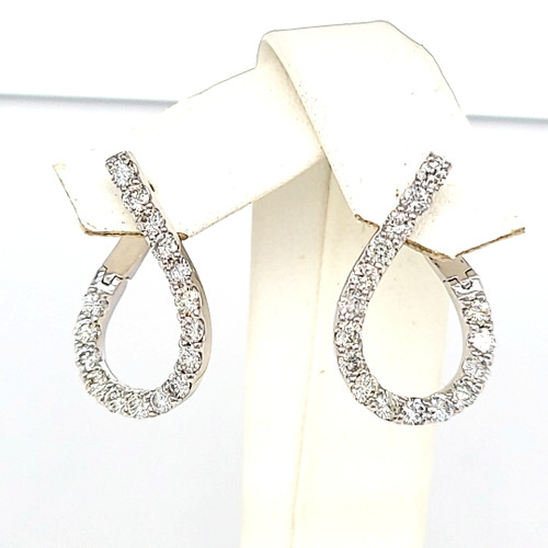 14K White Gold 1 1/2 ctw Diamond Loop Earrings 41002541 | Shin Brothers*