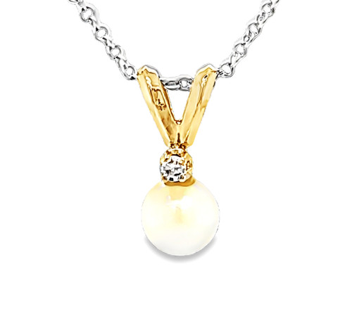 14K Yellow Gold Pearl Diamond Charm 52002197 | Shin Brothers*