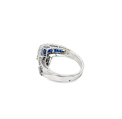 18K White Gold Sapphire Diamond Crisscross Ring 12002974 | Shin Brothers*