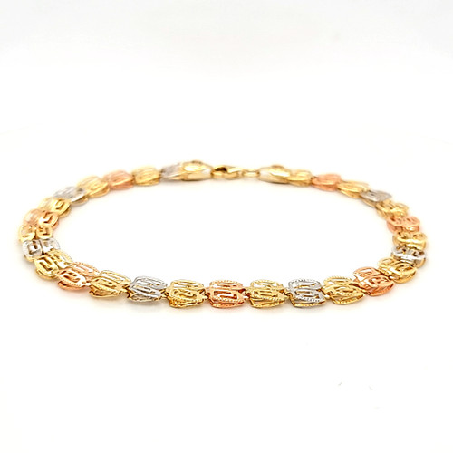 14K Tricolor Gold Fancy Link Bracelet 20001988 | Shin Brothers* 14K Tricolor Gold Fancy Link Bracelet 20001988 | Shin Brothers*