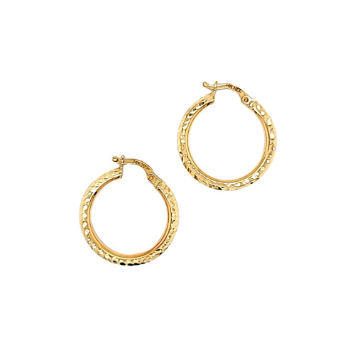 14K Yellow Gold Diamond Cut 24mm Hoop Earrings 40003010 | Shin Brothers*
