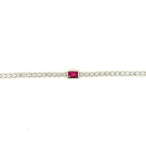 14K White Gold Ruby Diamond Adjustable Bracelet 22000900 | Shin Brothers*