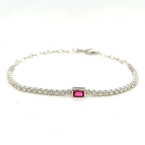 14K White Gold Ruby Diamond Adjustable Bracelet 22000900 | Shin Brothers*