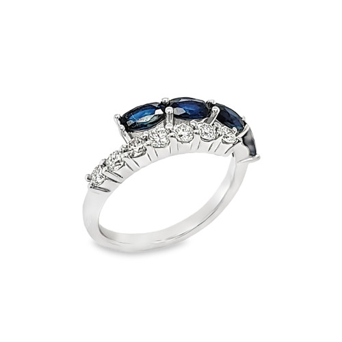 14K White Gold Sapphire Diamond Bypass Ring 12002985 | Shin Brothers* 14K White Gold Sapphire Diamond Bypass Ring 12002985 | Shin Brothers*