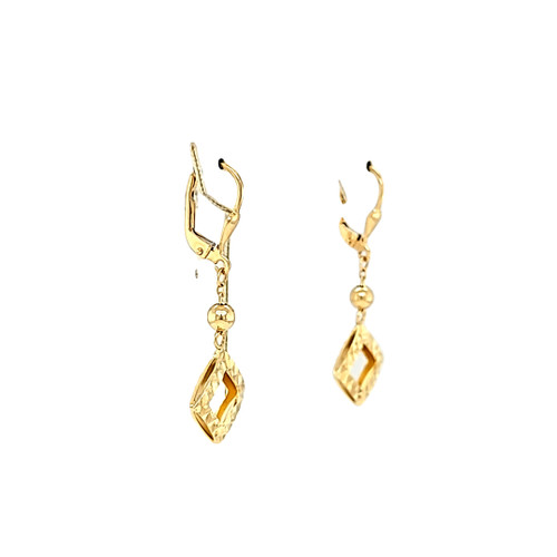 14K Yellow Gold Lever Back Diamond cut Square Drop Earrings 40003048 | Shin Brothers* 14K Yellow Gold Lever Back Diamond cut Square Drop Earrings 40003048 | Shin Brothers*