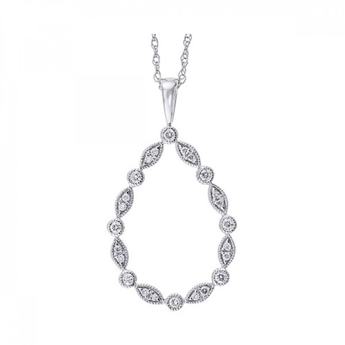 14K White Gold Diamond Drop Pendant With 18" Chain 31001168 | Shin Brothers*