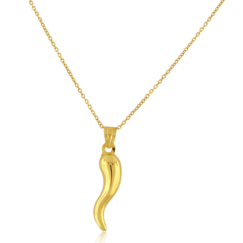 14K Yellow Gold Italian Horn Charm 8.5X44MM 50003045| Shin Brothers**