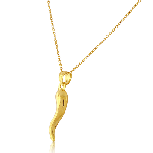 14K Yellow Gold Italian Horn Charm 8.5X44MM 50003045| Shin Brothers*