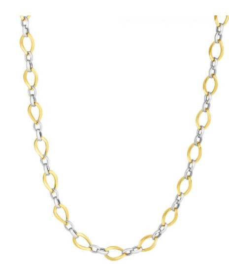 14K White and Yellow Gold 18" 8-mm Fancy Link Chain | Shin Brothers**