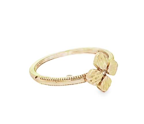 14K Yellow Gold Diamond Clover Ring 11007014 | Shin Brothers**