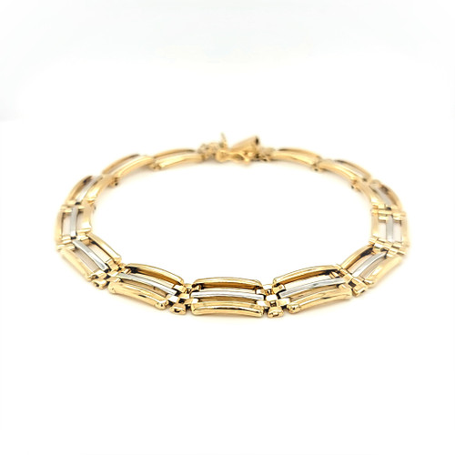 10K Two Tone Gold Panther Link Bracelet 29000166 | Shin Brothers*