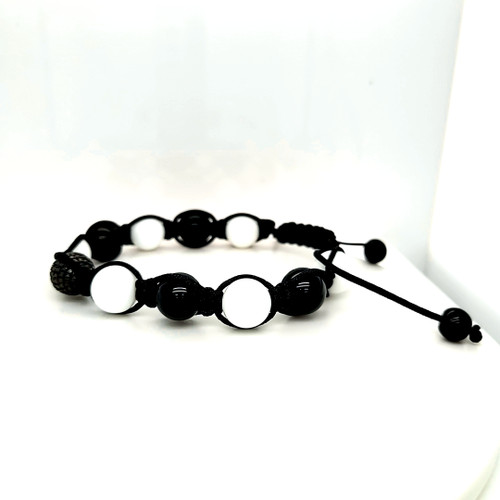 35010010 Black & White Cross Shamballa Necklace - Shin