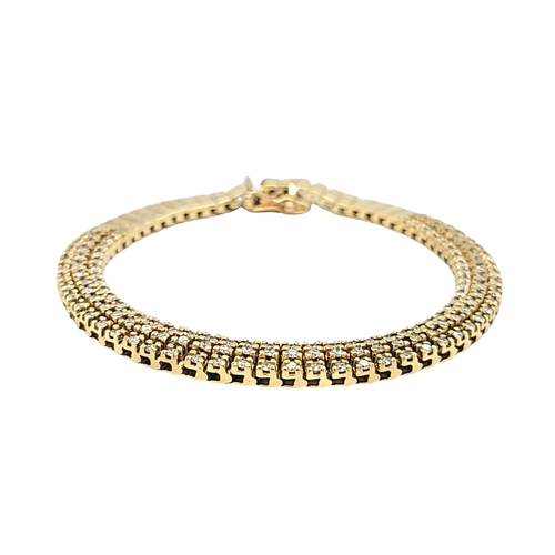 14K Yellow Gold Triple Row Diamond Tennis Bracelet 21000910 | Shin Brothers*