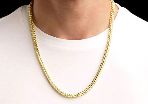 14K Yellow Gold 24" 4mm Hollow Franco Chain 30004481 | Shin Brothers*