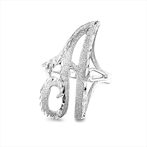 14K White Gold Diamond Cut Initial "A" Ring 10000695 | Shin Brothers*