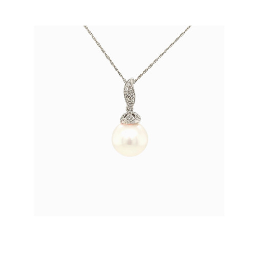 14K White Gold Diamond  Pearl Charm 52002335 | Shin Brothers**
