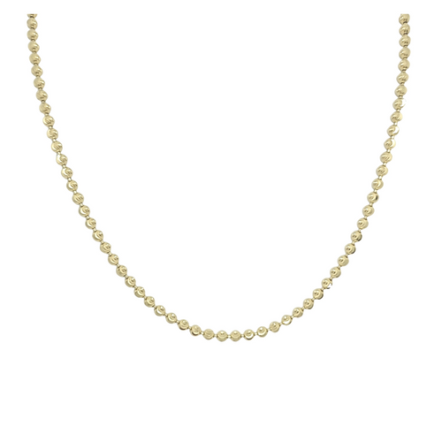 14K Yellow Gold 18" Solid Moon Cut Bead Chain 30004505 | Shin Brothers* 14K Yellow Gold 18" Solid Moon Cut Bead Chain 30004505 | Shin Brothers*