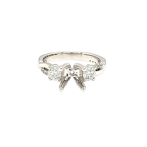 14K White Gold Princess Cut Engagement Ring Setting with Diamond Accents 11007158 | Shin Brothers*
