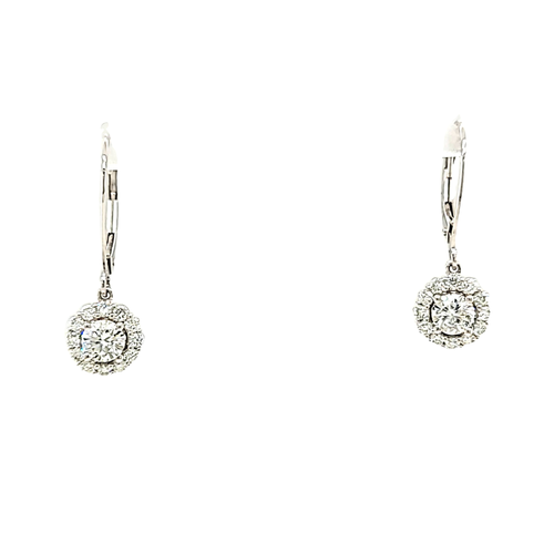 14K White Gold Diamond Round Lever Back Drop Earrings 41002704 | Shin Brothers*