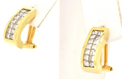 14K Yellow Gold 0.99ctw Invisible Set Diamond Earrings 41000056 | Shin Brothers*