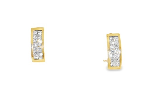 14K Yellow Gold 0.99ctw Invisible Set Diamond Earrings 41000056 | Shin Brothers*