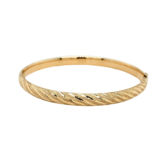 14K Yellow Gold 6MM Diamond Cut Design 7.5" Bangle with Clasp 23000238 | Shin Brothers*