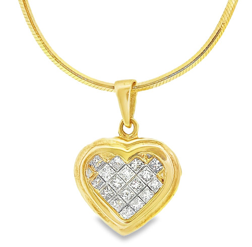14K Yellow Gold 0.75ct Princess Diamond Heart Charm 51000946 | Shin Brothers*