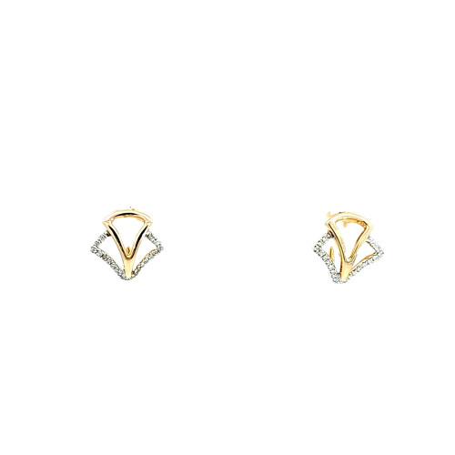 14K Yellow Gold Diamond Fan Stud Earrings 41002362 | Shin Brothers* 14K Yellow Gold Diamond Fan Stud Earrings 41002362 | Shin Brothers*
