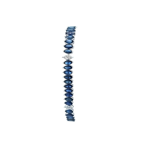 14K White Gold Marquise Sapphire and Diamond Bracelet 22000980 | Shin Brothers* 14K White Gold Marquise Sapphire and Diamond Bracelet 22000980 | Shin Brothers*