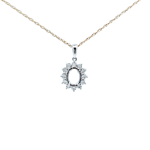 18K White Gold Diamond Oval Setting Charm 51002054 | Shin Brothers*