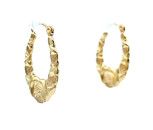 14K Yellow Gold Hugs And Kisses Fan Hoop Earrings 40003279 | Shin Brothers* 14K Yellow Gold Hugs And Kisses Fan Hoop Earrings 40003279 | Shin Brothers*