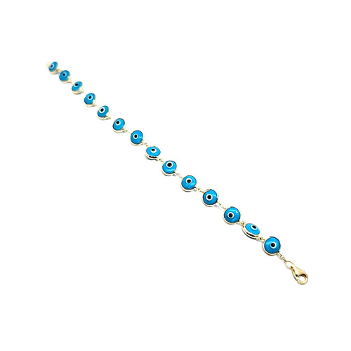 14K Yellow Gold Evil Eye Bracelet 7.5" Blue 22000977 | Shin Brothers*