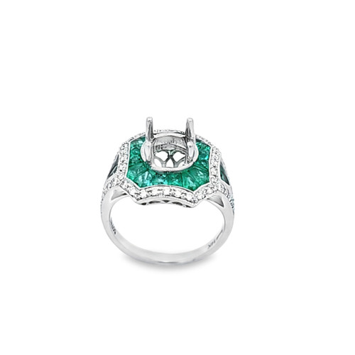 14K White Gold Emerald Diamond Ring Setting 12003249 | Shin Brothers*